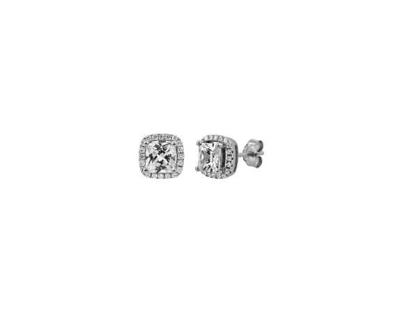 WHITE SIMPLE SQUARE STUD EARRINGS