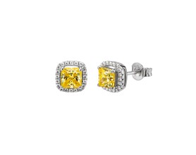 WHITE SIMPLE SQUARE STUD EARRINGS