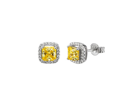 WHITE SIMPLE SQUARE STUD EARRINGS