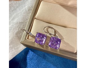 SMALL SQUARE DANGLE ZIRCONIA EARRINGS