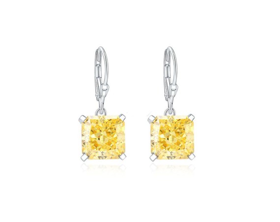 SMALL SQUARE DANGLE ZIRCONIA EARRINGS