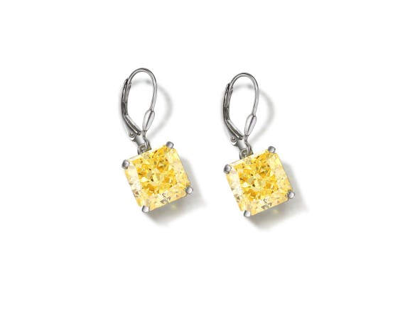 SMALL SQUARE DANGLE ZIRCONIA EARRINGS