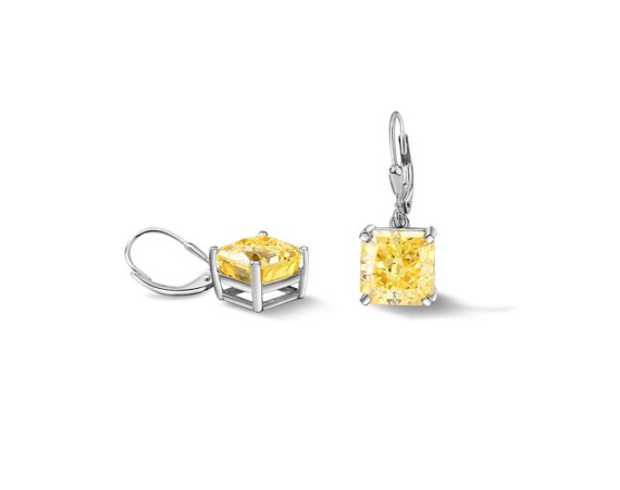 SMALL SQUARE DANGLE ZIRCONIA EARRINGS