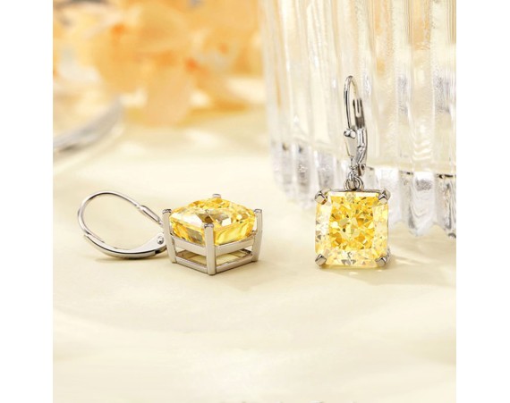 SMALL SQUARE DANGLE ZIRCONIA EARRINGS
