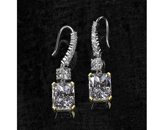 RECTANGULAR PENDANT HIGH ICE DIAMOND EARRINGS