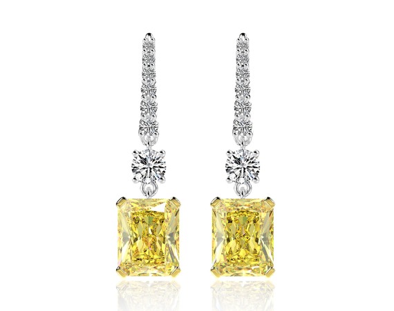 RECTANGULAR PENDANT HIGH ICE DIAMOND EARRINGS