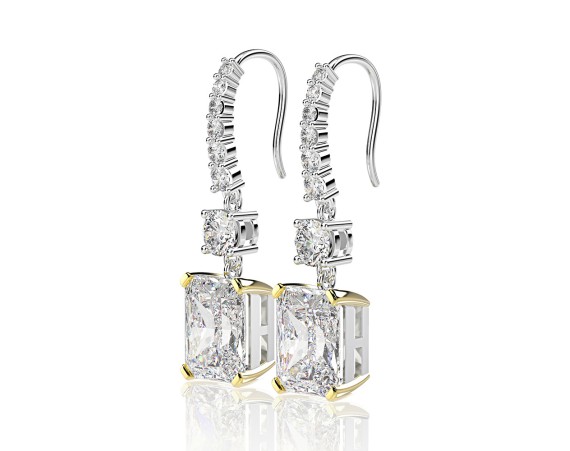 RECTANGULAR PENDANT HIGH ICE DIAMOND EARRINGS