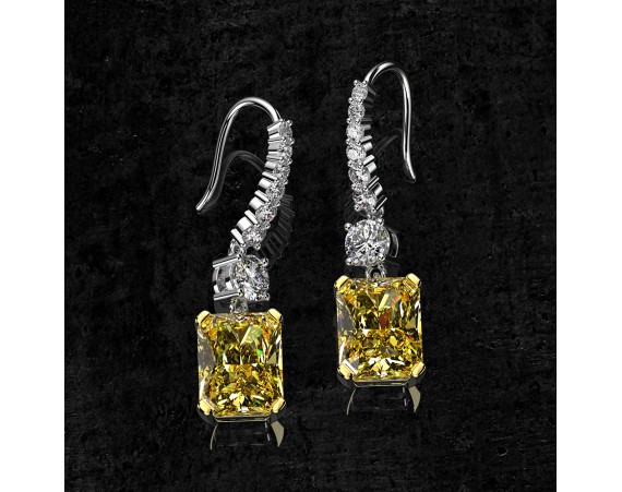 RECTANGULAR PENDANT HIGH ICE DIAMOND EARRINGS