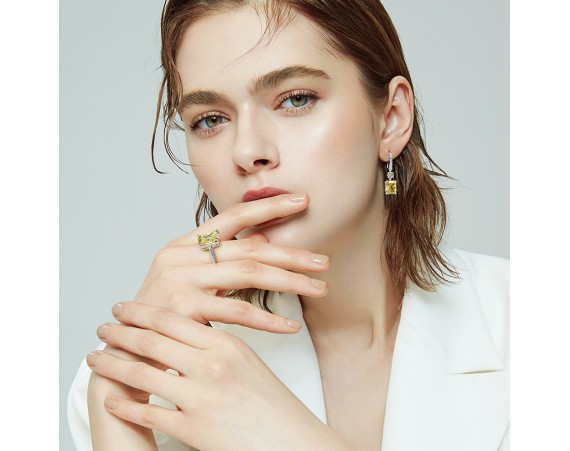 RECTANGULAR PENDANT HIGH ICE DIAMOND EARRINGS