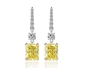 RECTANGULAR PENDANT HIGH ICE DIAMOND EARRINGS