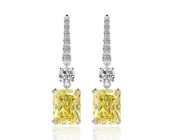 RECTANGULAR PENDANT HIGH ICE DIAMOND EARRINGS