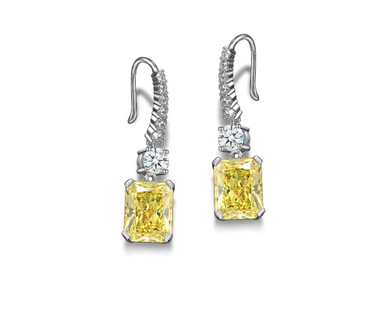 RECTANGULAR PENDANT HIGH ICE DIAMOND EARRINGS