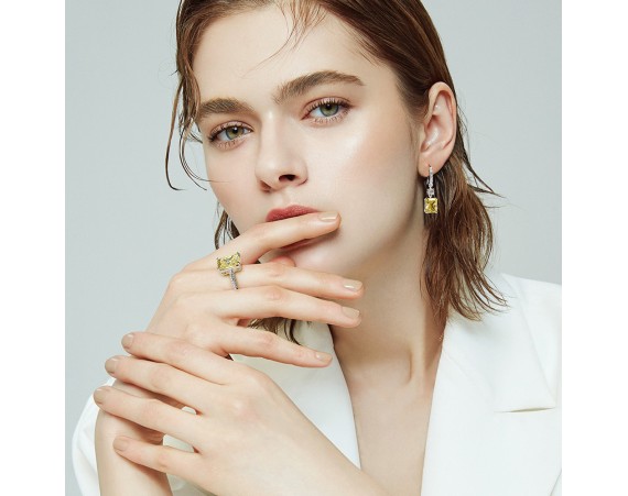 RECTANGULAR PENDANT HIGH ICE DIAMOND EARRINGS