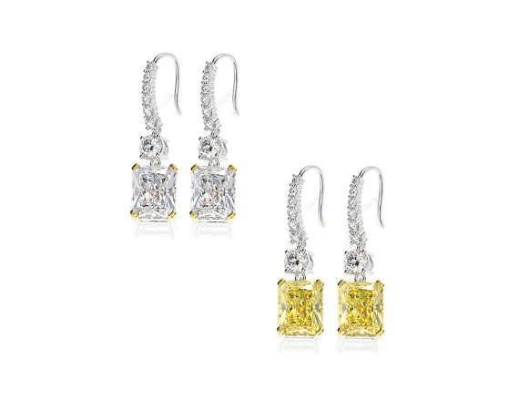 RECTANGULAR PENDANT HIGH ICE DIAMOND EARRINGS