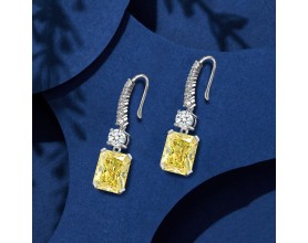 RECTANGULAR PENDANT HIGH ICE DIAMOND EARRINGS