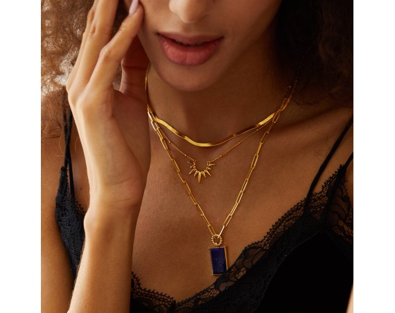 Solid Gold Herringbone Necklace