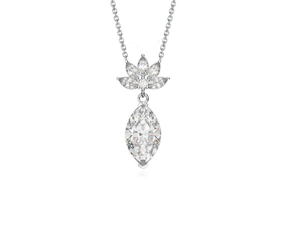 HORSE EYE ZIRCONIA ICE FLOWER CUT NECKLACE