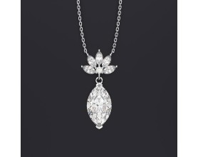 HORSE EYE ZIRCONIA ICE FLOWER CUT NECKLACE