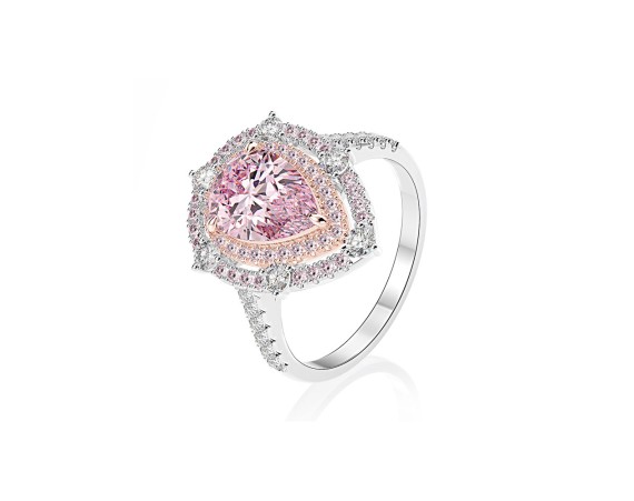 TEARDROP-SHAPED PINK ZIRCONIUM RING