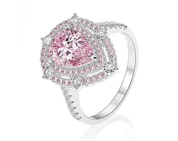 TEARDROP-SHAPED PINK ZIRCONIUM RING