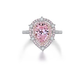 TEARDROP-SHAPED PINK ZIRCONIUM RING