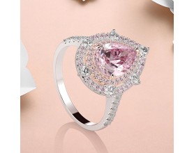 TEARDROP-SHAPED PINK ZIRCONIUM RING